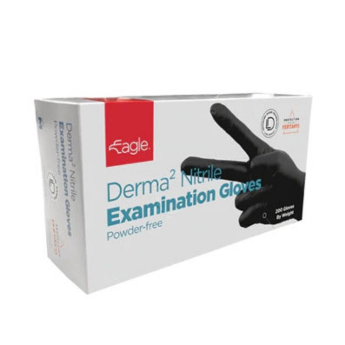 Eagle Protect Derma2 Nitrile Examination Gloves, Black, 3mil, Large (200 / pack)